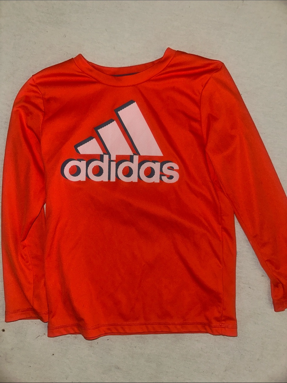 Kids Size 6 adidas Bright Orange Long-Sleeve Logo Rashguard Tee